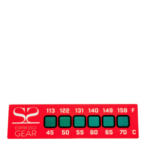 Termometro Attento -Espresso Gear con indicatore di colore per temperature tra 45 e 70 gradi Celsius.