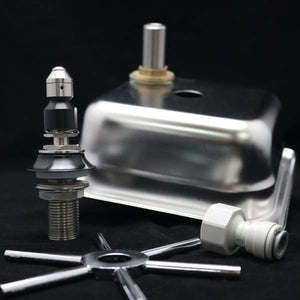 Pitcher Rinser quadrato 150mm Spinjet in acciaio inox con componenti per una pulizia efficace delle brocche da Espresso.